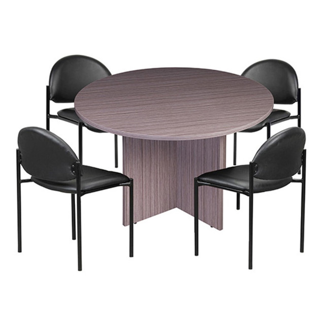 NORSTAR OFFICE PRODUCTS INC. GROUPC-DW Boss Office Products Conference Table And Stackable Chairs Set, Driftwood/Black NORSTAR OFFICE PRODUCTS INC. GROUPC-DW Boss Office Products Conference Table And Stackable Chairs Set, Driftwood/Black