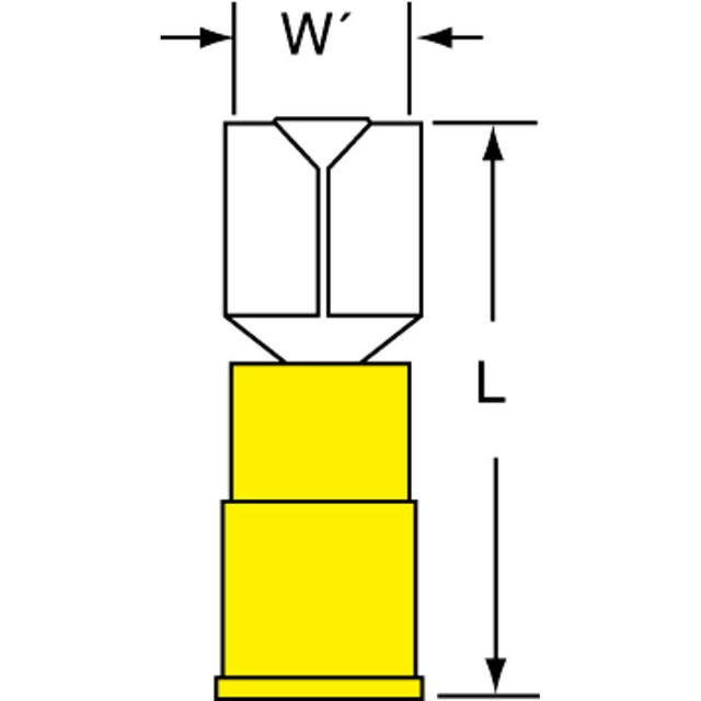 3M 7010397412 Wire Disconnect: Female, Yellow, Nylon, 12-10 AWG, 1/4" Tab Width