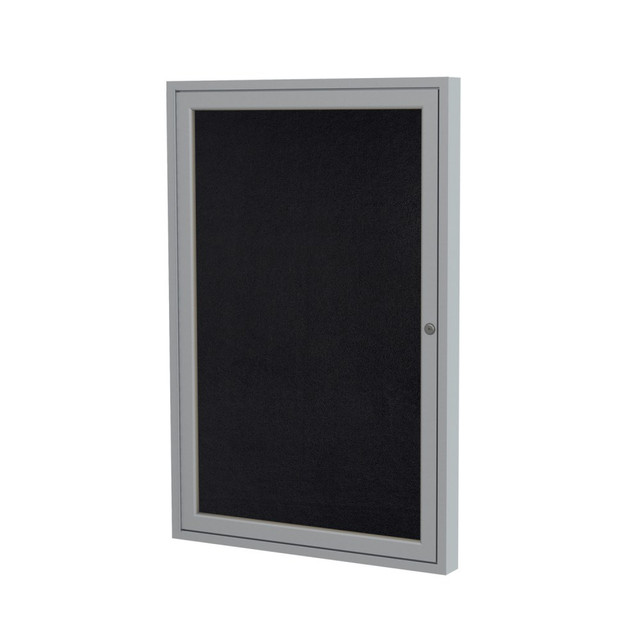 GHENT MANUFACTURING INC. PA13624TR-BK Ghent 1 Door Enclosed Recycled Rubber Bulletin Board, Satin Aluminum Frame, 36inH x 24inW, Black