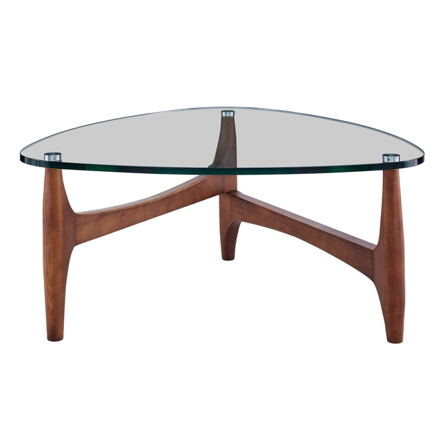 EURO STYLE, INC. Eurostyle 38962CLR-KIT  Ledell Coffee Table, 15-4/5inH x 35-2/5inW x 35-2/5inD, Walnut/Clear