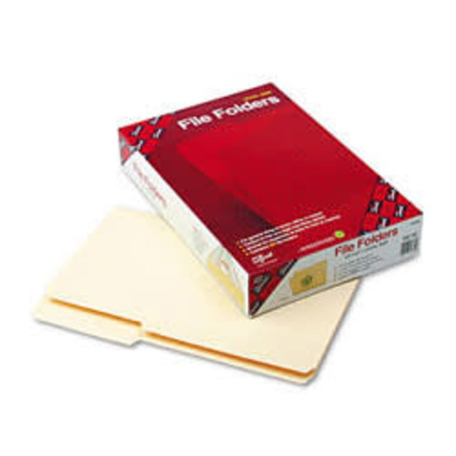 SMEAD MFG CO 15385 Smead Guide 2/5-Cut File Folders , Legal Size (8 1/2in x 14in), Manila, Box Of 100