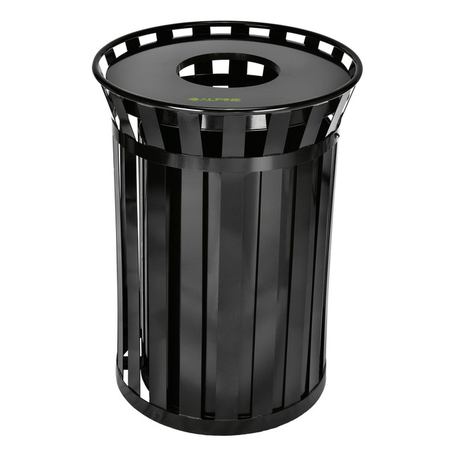 ADIR CORP. 479-38 Alpine Industries 38 Gallon Metal-Slatted Outdoor Commercial Trash Can, 36ft"Hx26.7ft"Wx21ft-d, Black