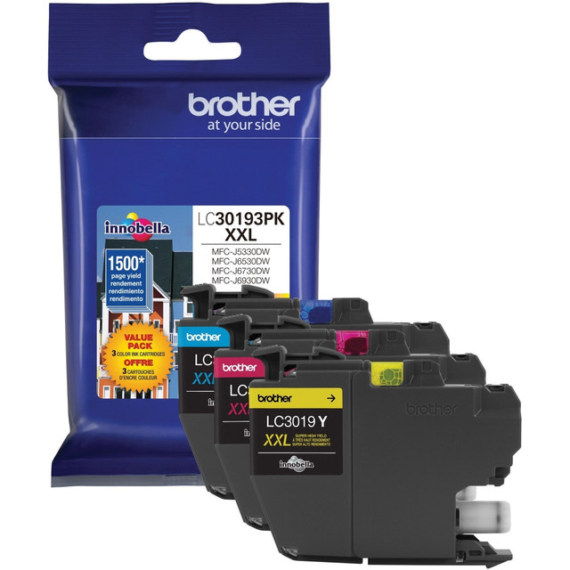 BROTHER INTL CORP LC30193PK Brother LC30193PK Original Ink Cartridge - Cyan, Magenta, Yellow - Inkjet - Super High Yield - 1500 Pages Cyan, 1500 Pages Magenta, 1500 Pages Yellow - 3 / Pack