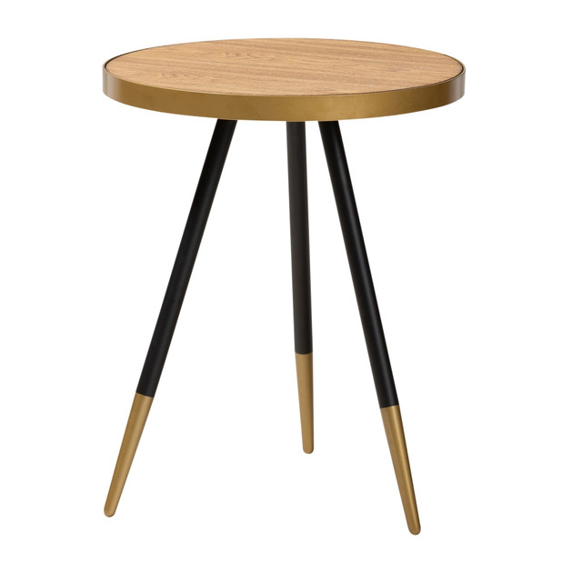 WHOLESALE INTERIORS, INC. 2721-9083 Baxton Studio Contemporary Accent Table, 21-3/4inH x 17-3/4inW x 17-5/16inD, Black/Gold/Walnut