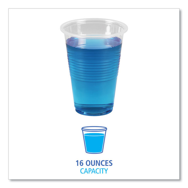 BOARDWALK TRANSCUP16CT Translucent Plastic Cold Cups, 16 oz, 50/Sleeve, 20 Sleeves/Carton