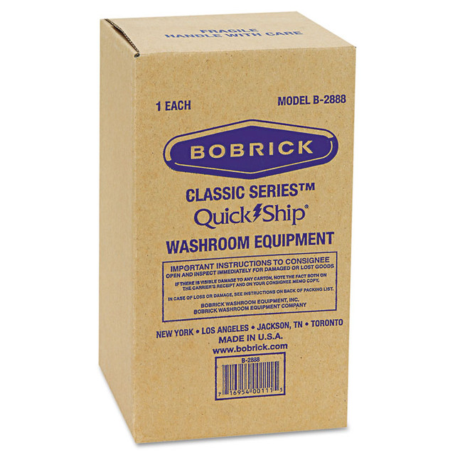BOBRICK WASHROOM 2888 Stainless Steel Two-Roll Tissue Dispenser, 6.06 x 5.94 x 11, Stainless Steel