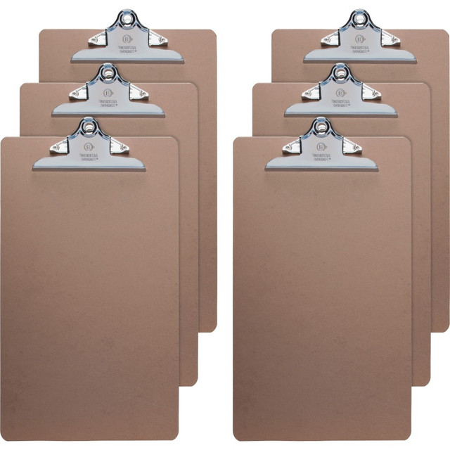 SPARCO PRODUCTS-OBS 28554BD Business Source Hardboard Clipboard - 9in x 15 1/2in - Hardboard - Brown - 6 / Bundle