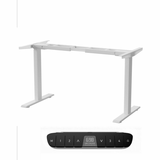 UNCAGED ERGONOMICS RUW Rise Up Dual Motor Electric Standing Desk Frame with Memory Adjustable Height 26-51.6in White UNCAGED ERGONOMICS RUW Rise Up Dual Motor Electric Standing Desk Frame with Memory Adjustable Height 26-51.6in White