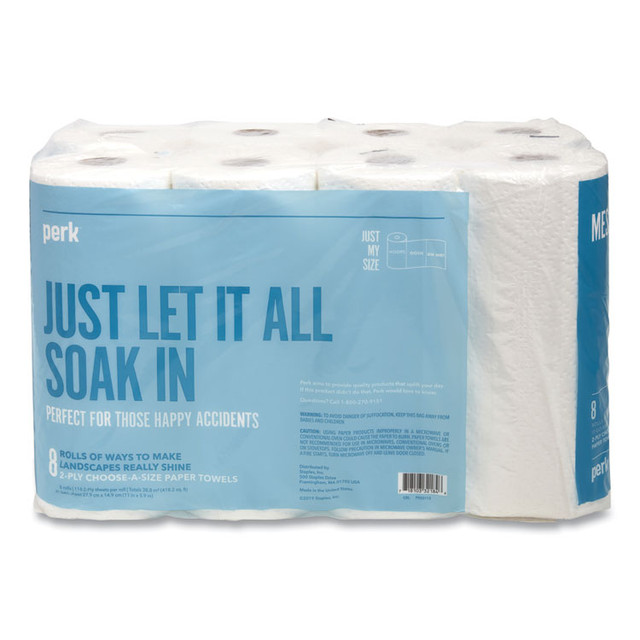 PERK 24380329 Choose-A-Size Kitchen Roll Paper Towels, 2-Ply, 5.9 x 11, White, 116 Sheets/Roll, 8 Rolls/Pack