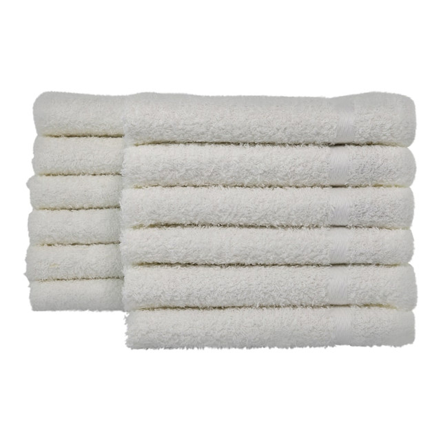 Ensure guests have a comfortable stay by providing them with Crown Touch Washcloths. Each washcloth is made from 100% ring spun cotton for high-quality softness and absorbency.  Made from 100% ring spun cotton.  Crafted to be soft and absorbent.  Withstands repeated commercial laundering with less lint.  Single narrow dobby border.  Machine wash warm. Do not bleach. Tumble dry low. Do not iron or dry clean.