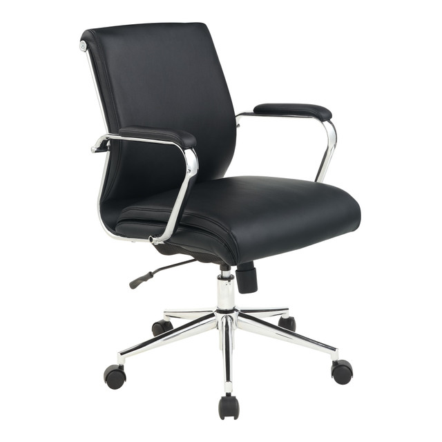 OFFICE STAR PRODUCTS Office Star 920351C-R107  Dillon Ergonomic Fabric Mid-Back Manager's Chair, Black/Chrome