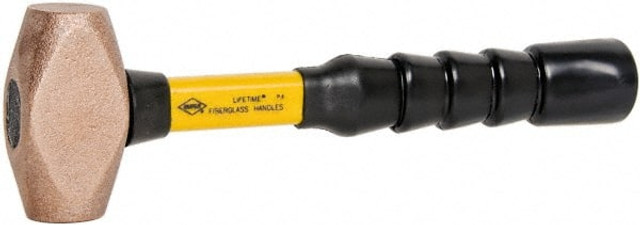 NUPLA 30025 Non-Marring Hammer: 40 oz, 1-1/4" Face Dia, Brass Head