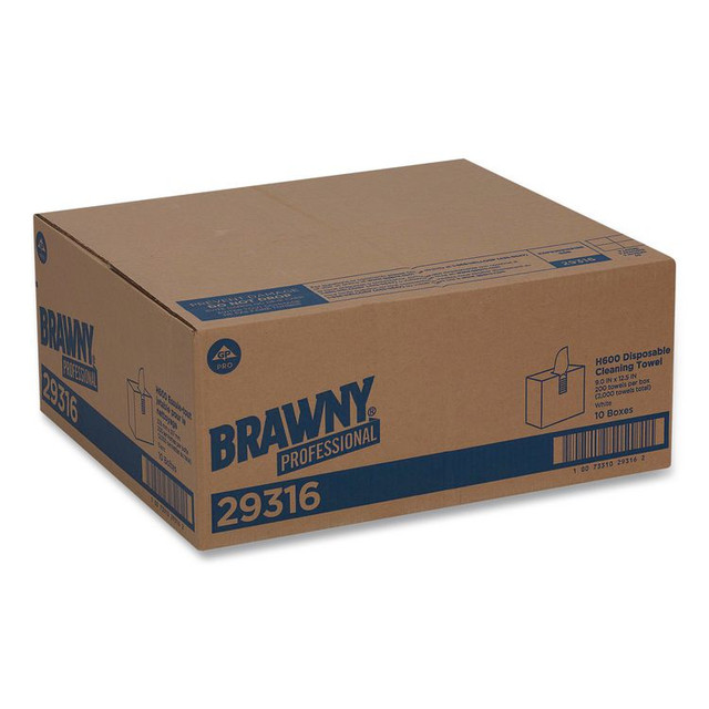 GEORGIA PACIFIC Brawny® Professional 29316CT Lightweight Disposable Shop Towels, 9.1 x 12.5, White, 2,000/Carton