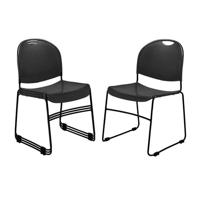 NATIONAL PUBLIC SEATING CORP 850-CL/4 Commercialine Multipurpose Ultra-Compact Stack Chairs, Black, Set Of 4 Chairs