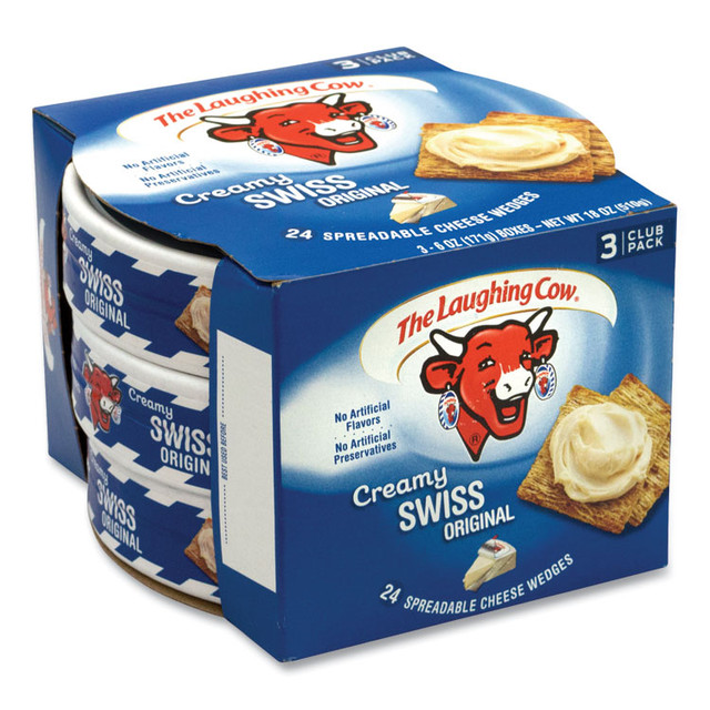 BEL BRANDS USA The Laughing Cow® 90200065 Creamy Swiss Wedge, 6 oz Tub, 3 Tubs/Pack