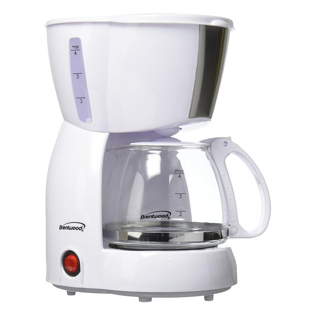 TODDYs PASTRY SHOP 99594442M Brentwood 4-Cup Coffee Maker, 11in x 6in, White