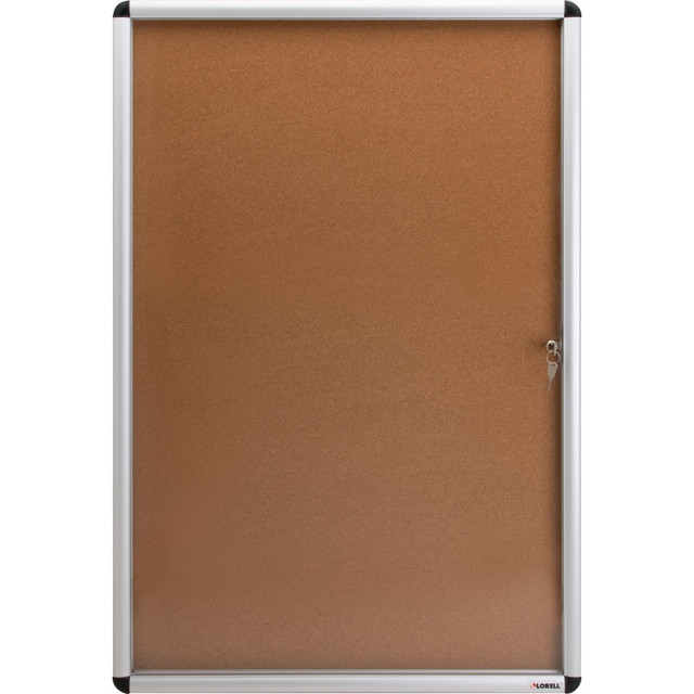 SP RICHARDS 42706 Lorell Enclosed Cork Bulletin Board, 36in x 24in, Silver Aluminum Frame