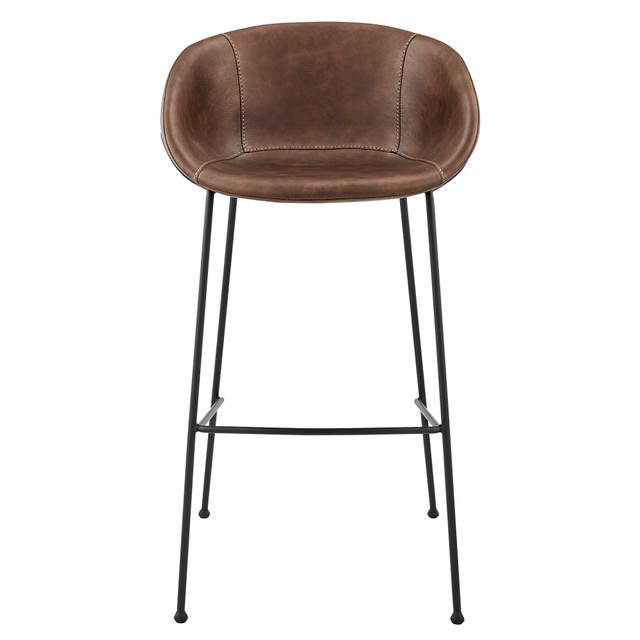 EURO STYLE, INC. 30490BRN Eurostyle Zach-B Faux Leather Bar Stools, Brown/Matte Black, Set Of 2 Stools