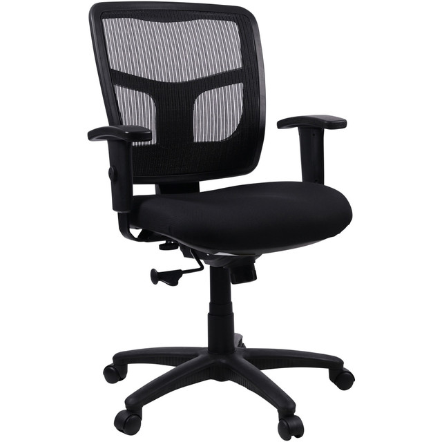 SP RICHARDS 86209 Lorell Ergonomic Mesh/Fabric Mid-Back Chair, Swivel Tilt, Black