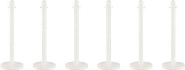 PRO-SAFE STN-POL-WHT-6C Free Standing Retractable Barrier Post: Plastic Post, Plastic Base