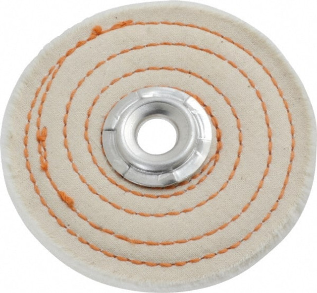 Dico 7000108 Unmounted Spiral Sewn Buffing Wheel: 4" Dia, 1/4" Thick, 1/2" Arbor Hole Dia