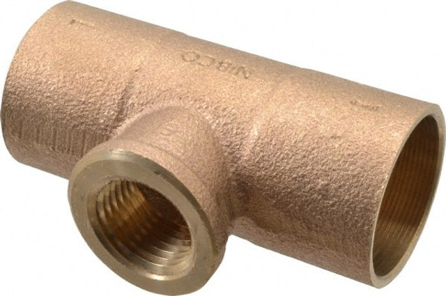 NIBCO B146500 Cast Copper Pipe Tee: 1" x 1" x 1/2" Fitting, C x C x F, Pressure Fitting