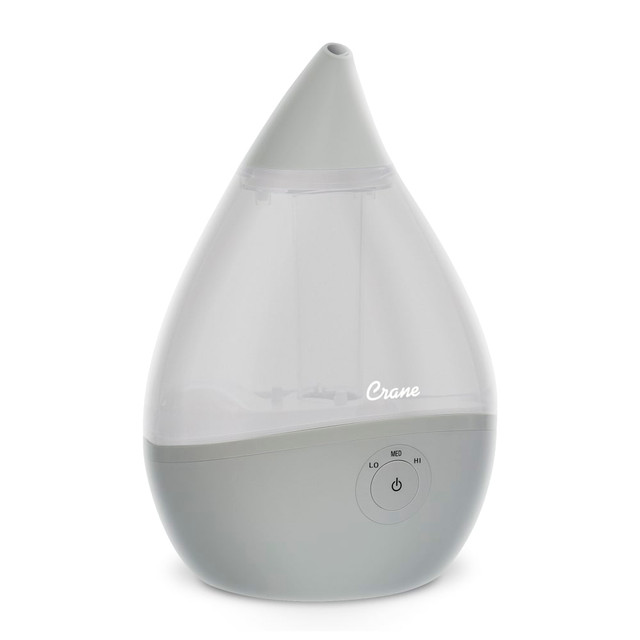 CRANE USA, INC. EE-5302GR Crane Droplet Ultrasonic Cool Mist Humidifier, 0.5 Gallons, 6 3/4in x 6 3/4in x 10 1/2in, Gray CRANE USA, INC. EE-5302GR Crane Droplet Ultrasonic Cool Mist Humidifier, 0.5 Gallons, 6 3/4in x 6 3/4in x 10 1/2in, Gray