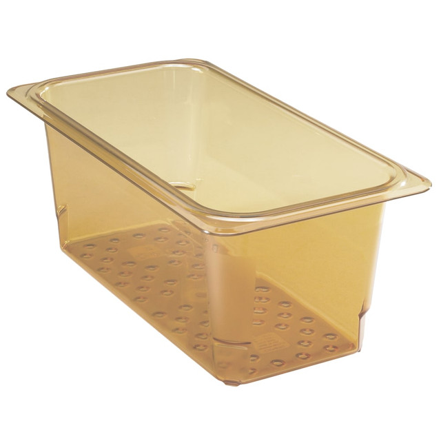 CAMBRO MFG. CO. 35CLRHP150 Cambro H-Pan High-Heat GN 1/3 Colander Pans, 5inH x 6-15/16inW x 12-3/4inD, Amber, Pack Of 6 Pans