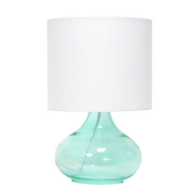 ALL THE RAGES INC Simple Designs LT2063-AOW  Glass Raindrop Table Lamp, 13-3/4inH, White Shade/Aqua Base