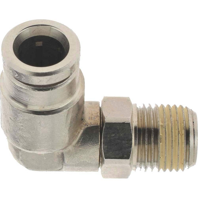Norgren 124470418 Push-To-Connect Tube to Male & Tube to Male NPT Tube Fitting: Pneufit Swivel Male Elbow, 1/8" Thread, 1/4" OD