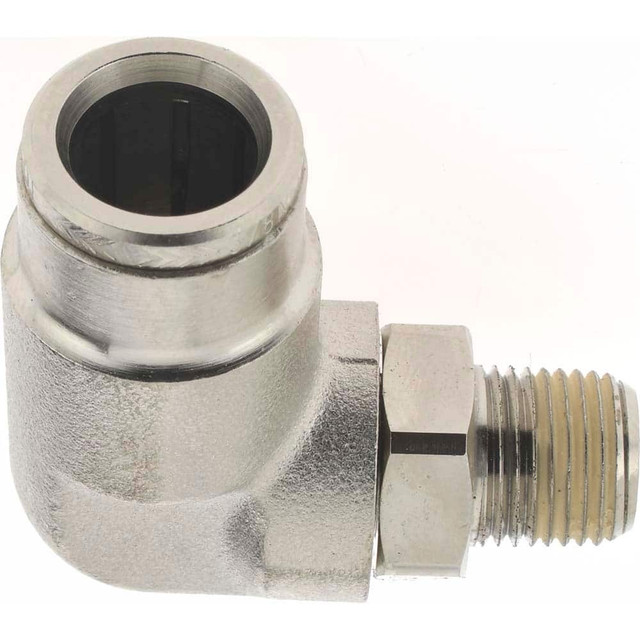 Norgren 124470618 Push-To-Connect Tube to Male & Tube to Male NPT Tube Fitting: Pneufit Swivel Male Elbow, 1/8" Thread, 3/8" OD