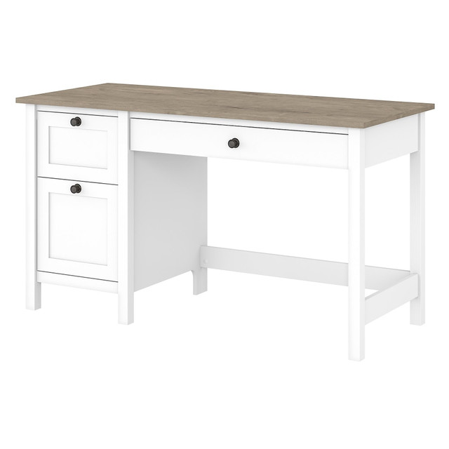BUSH INDUSTRIES INC. MAD254GW2-03 Bush Furniture Mayfield 54inW Computer Desk With Drawers, Pure White/Shiplap Gray, Standard Delivery BUSH INDUSTRIES INC. MAD254GW2-03 Bush Furniture Mayfield 54inW Computer Desk With Drawers, Pure White/Shiplap Gray, Standard Delivery