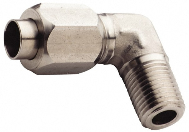 MSC TX-6-ME-A Stainless Steel Flared Tube Male Elbow: 3/8" Tube OD, 1/4-18 Thread, 37 ° Flared Angle