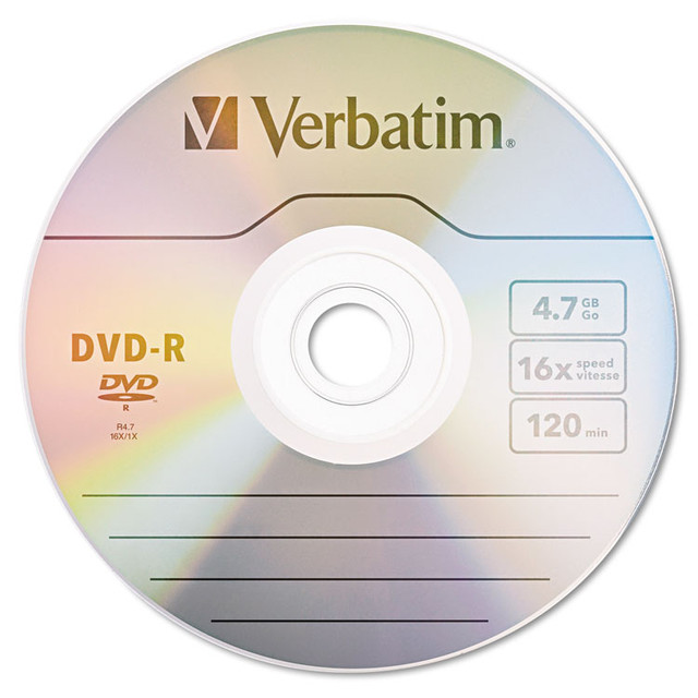VERBATIM CORPORATION 95101 DVD-R Recordable Disc, 4.7 GB, 16x, Spindle, Silver, 50/Pack