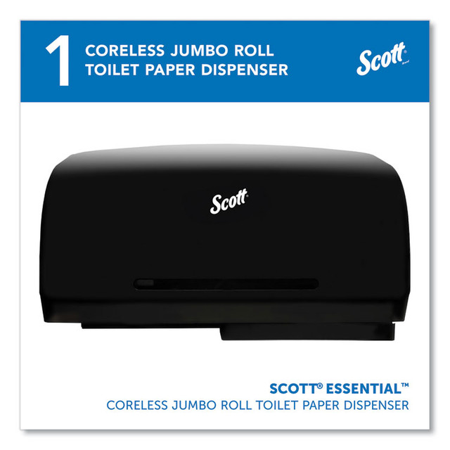 KIMBERLY-CLARK PROFESSIONAL Scott® 09608 Essential Coreless Twin Jumbo Roll Tissue Dispenser, 20 x 6 x 11, Black