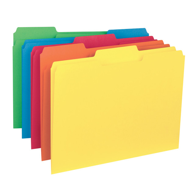 SMEAD MFG CO H163ASMT Smead Color Interior Folders, 1/3 Cut, Letter Size, Assorted Colors, Box Of 100