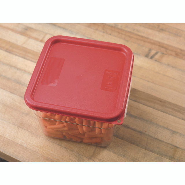 CFS BRANDS Carlisle 1197105 Squares Food Storage Container Lid, 9 x 9 x 0.63, Red, Plastic