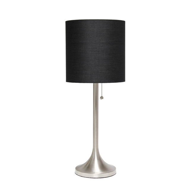 ALL THE RAGES INC LT1076-BNB Simple Designs Tapered Table Lamp, 21inH, Black Shade/Brushed Nickel Base