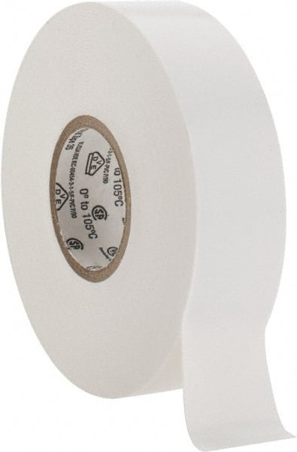 3M 7000006097 Electrical Tape: 3/4" Wide, 66' Long, 7 mil Thick, White