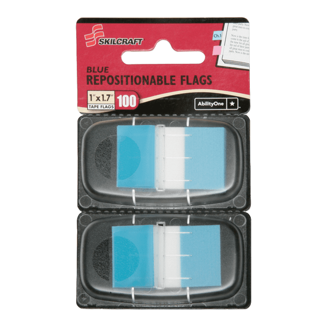 NATIONAL INDUSTRIES FOR THE BLIND 6211307 SKILCRAFT Self-Stick Rectangular Flags, 1in x 1 3/4in, Blue, 50 Flags Per Dispenser, Pack Of 2 (AbilityOne 7510-01-621-1307) NATIONAL INDUSTRIES FOR THE BLIND 6211307 SKILCRAFT Self-Stick Rectangular Flags, 1in x 1 3/4in, Blue, 50 Flags Per Dispenser, Pack Of 2 (AbilityOne 7510-01-621-1307)