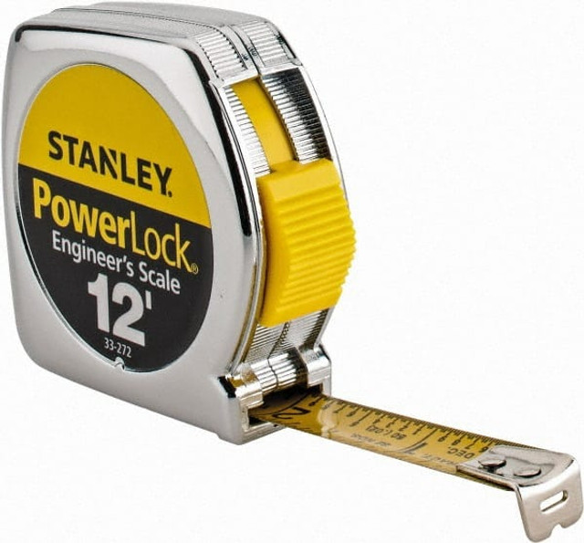 Stanley 33-272 Tape Measure: 12' Long, 1/2" Width, Yellow Blade