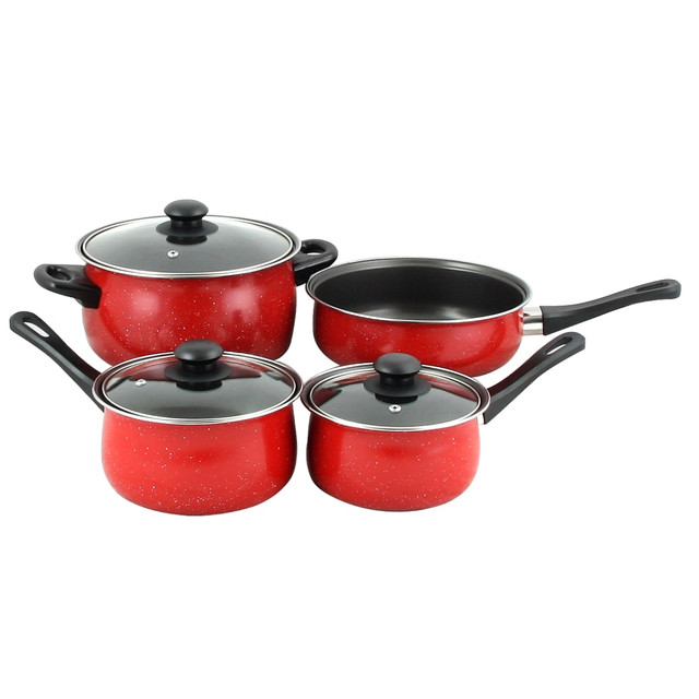 GIBSON OVERSEAS INC. 995100974M Gibson Home Casselman 7-Piece Cookware Set, Red