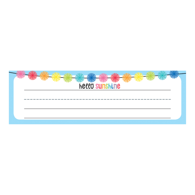 CARSON-DELLOSA PUBLISHING LLC 122042 Schoolgirl Style Desk Nameplates, 9-1/2in x 2-7/8in, Hello Sunshine, Pack Of 36 Nameplates