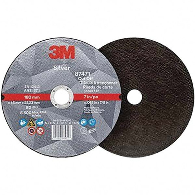 3M 7010414998 Cutoff Wheel: 7" Dia, 0.045" Thick, 7/8" Hole, Ceramic