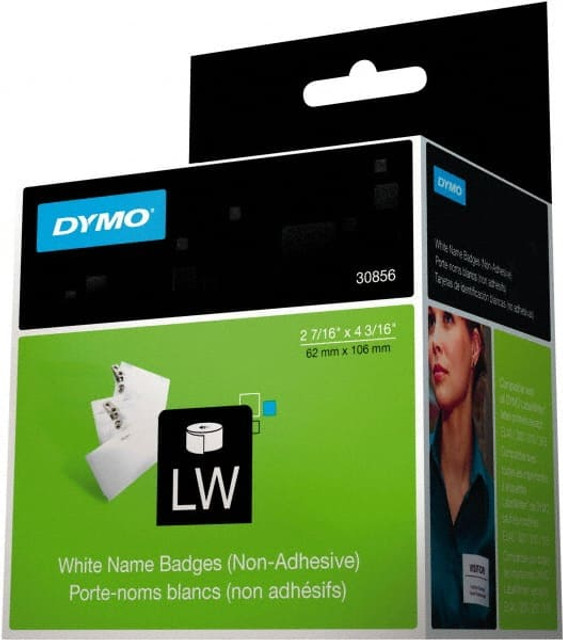 Dymo 30856 Label Maker Label: White, 4-3/16" OAL, 2-7/16" OAW, 250 per Roll, 1 Roll