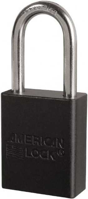 American Lock S1106BLK Lockout Padlock: Keyed Different, Key Retaining, Aluminum, Plated Metal Shackle, Black