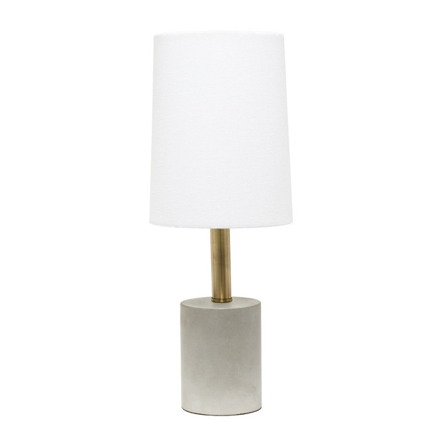 ALL THE RAGES INC Lalia Home LHT-5000-WH  Antique Brass Concrete Table Lamp, 18-1/2inH, White Shade/Cement Base
