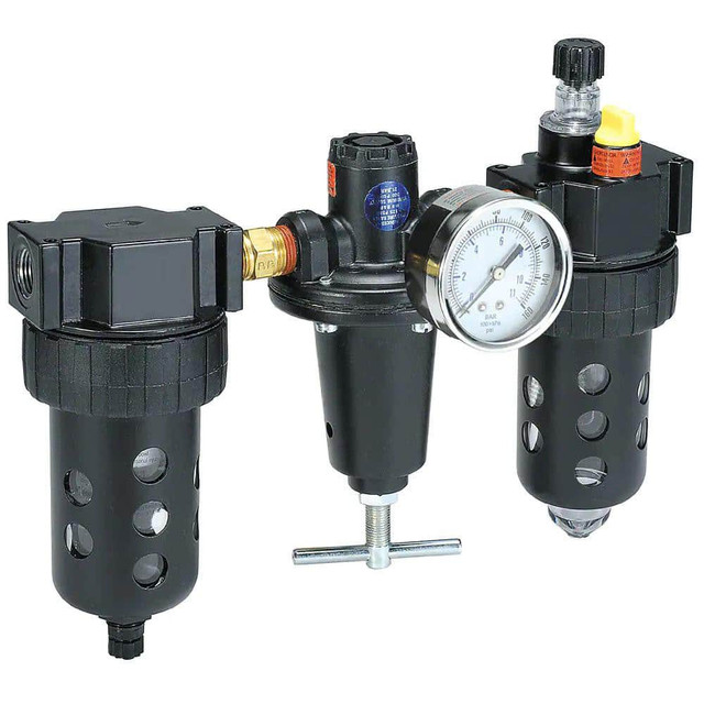 Parker C628-08FRLWJCWR FRL Combination Unit: 1 NPT, Heavy-Duty, 3 Pc Filter-Regulator-Lubricator with Pressure Gauge