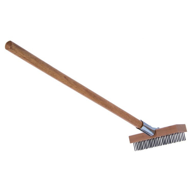 CFS BRANDS Carlisle 36372500 Sparta Broiler Master Grill Brush and Scraper with Handle, Metal Bristles, 30", Natural Wood Handle