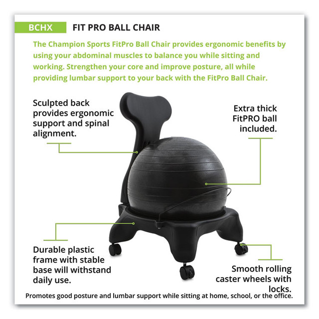 CHAMPION SPORT Sports BCHX FitPro Ball Chair, Supports Up to 200 lb, Gray